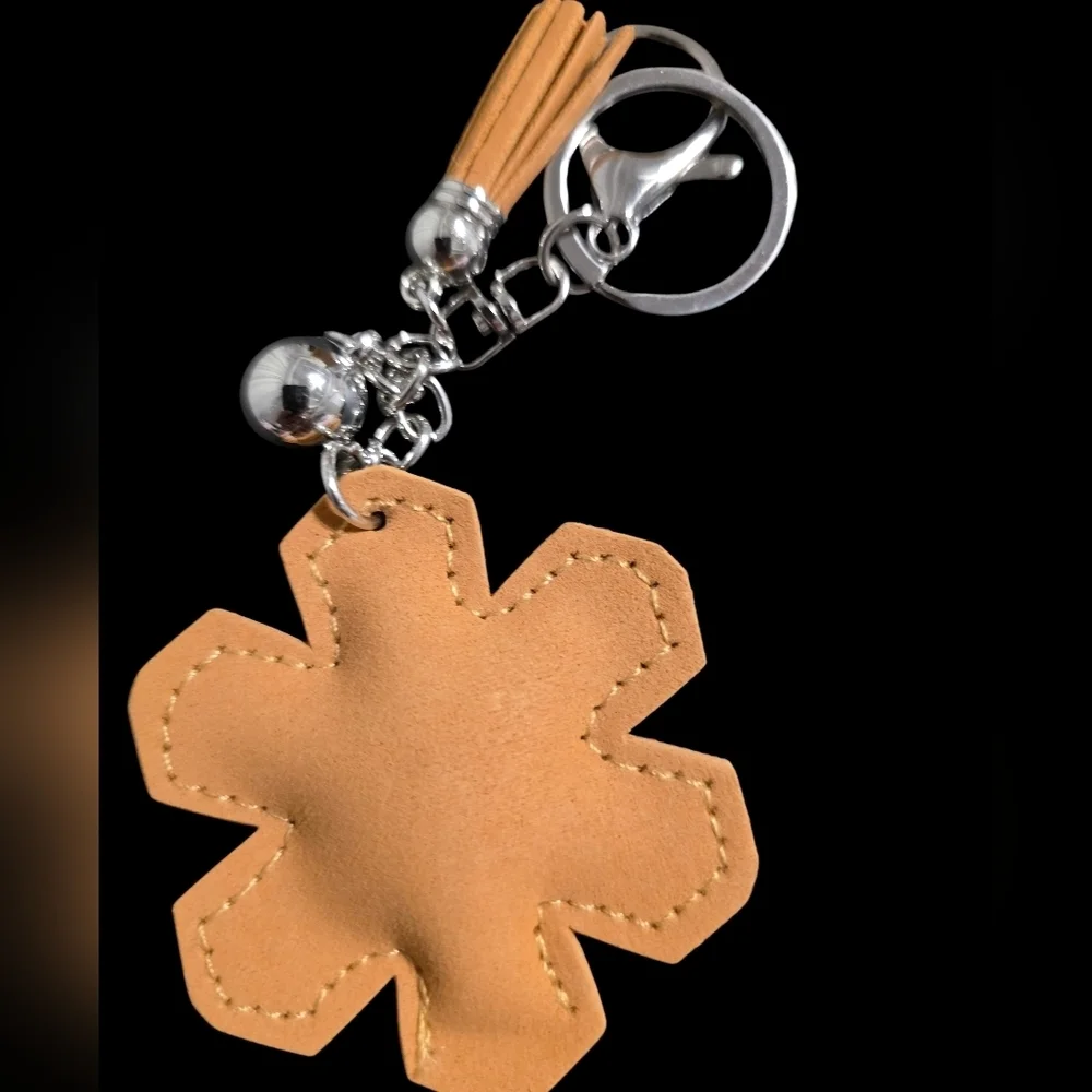Gold and Silver Snowflake Bag Charm Keychain with Tassel